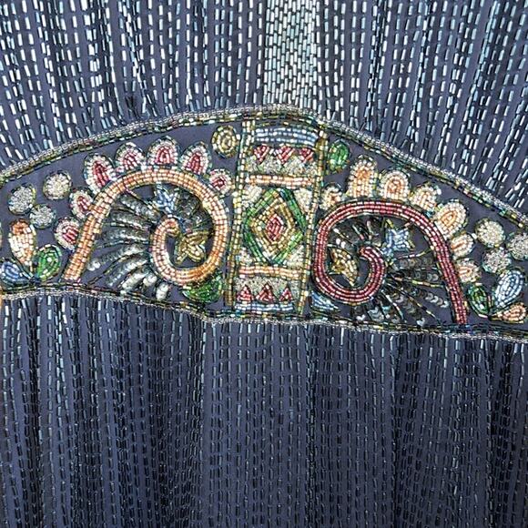 SHERRI HILL Beaded Cocktail Mini Dress Navy Size 0 Style # 52223 - Picture 4 of 5